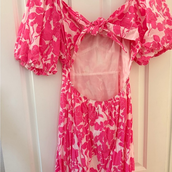 English Factory Pink Floral Maxi Dress with Puff Detail - Picture 4 of 5